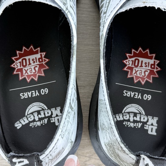 DR. MARTENS Sex Pistols 1461 Oxford Shoes Punk 3-Eye B/W Newspaper Mens Size 11 - Picture 8 of 11